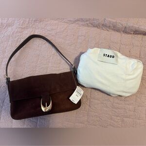 NWT STAUD Harlow Mahogany Suede Bag
